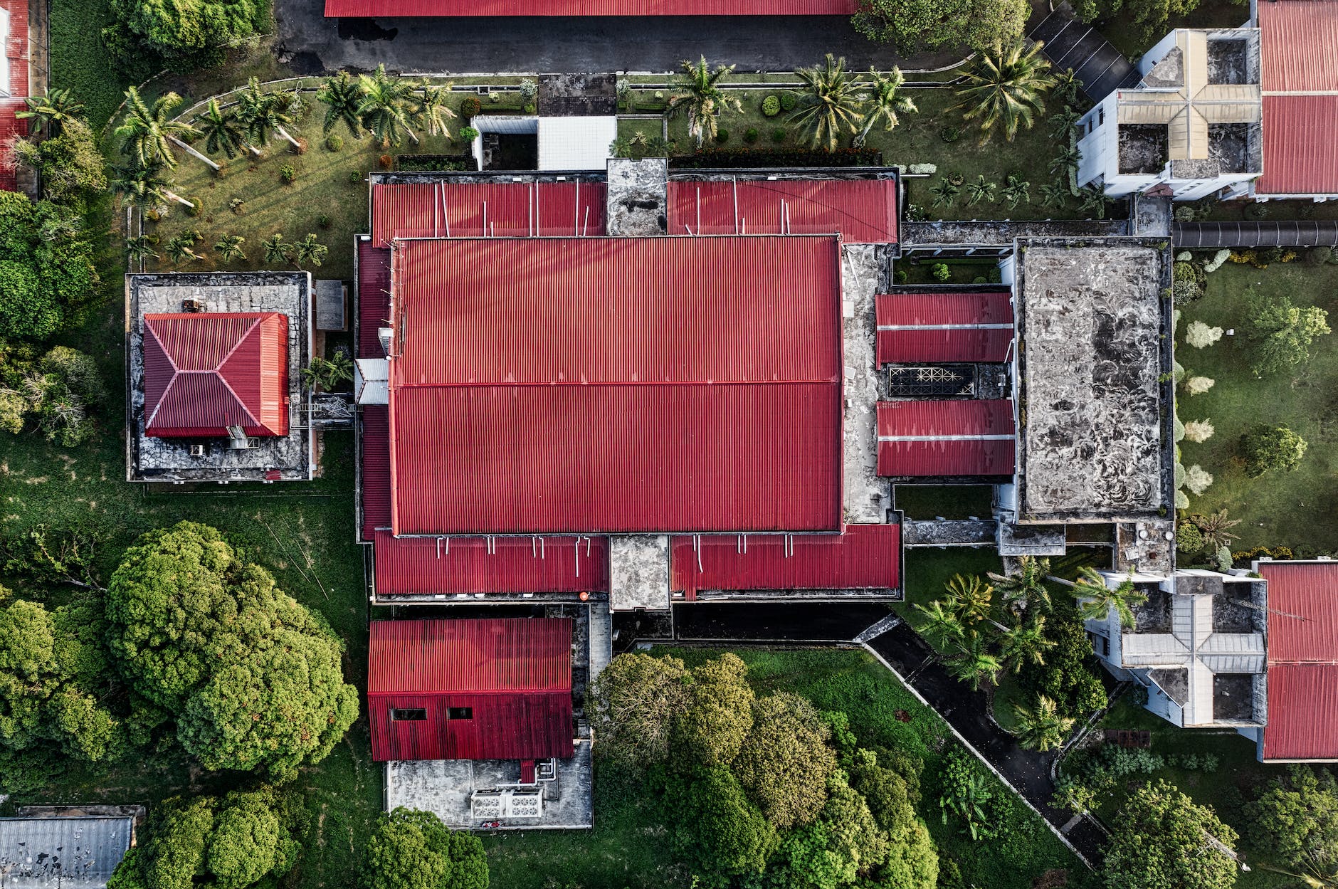 bird s eye photography of red and white building